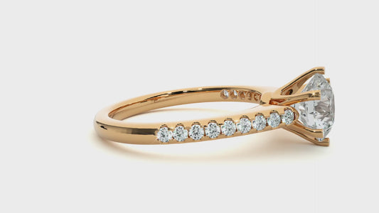 Round Cut Moissanite / Lab Diamond Vermeil Engagement Ring