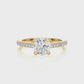 Vermeil Round Moissanite Diamond Pavé Solitaire Luxury Engagement Ring