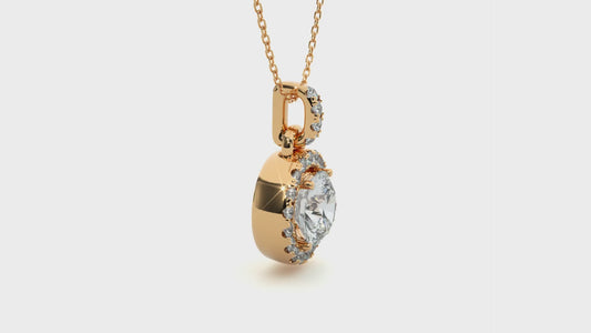 Luxury Round Lab Grown Diamond Halo Pendant Necklace