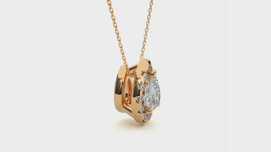 Pear Cut Lab Diamond Halo Pendant Necklace