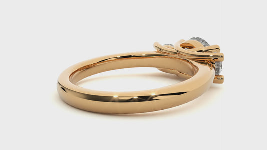 Classic Basket Set Diamond Three Stone Engagement Ring