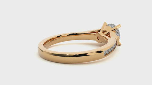 Round Diamond Three Stone Engagement Ring With Baguette Side Stones