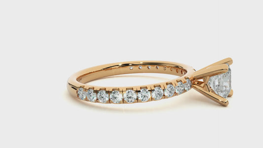 Princess Cut Lab & Moissanite Diamond Pavé Engagement Ring
