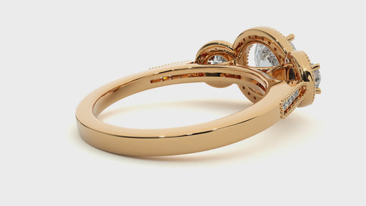 Round Lab Grown & Moissanite Diamond Three Stone Ring