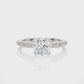 Vermeil Round Moissanite Diamond Pavé Solitaire Luxury Engagement Ring
