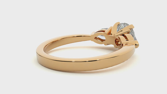 Three Stone Lab / Moissanite Diamond With Pear Side Stones Ring