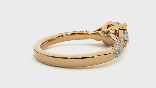 Three Stone Lab Diamond Engagement Ring With Trillion Side Stones