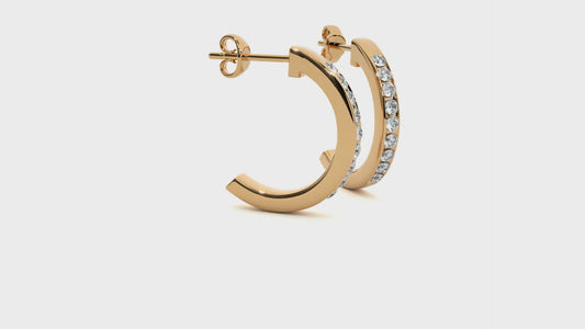 Medium Size Round Lab Diamond Hoop Earrings