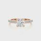Vermeil Round Moissanite Diamond Pavé Solitaire Luxury Engagement Ring
