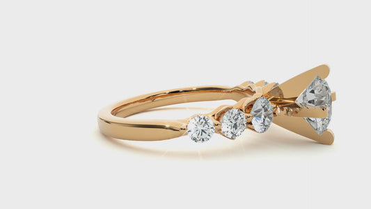 Vermeil Round Moissanite Diamond Five Stone Ring