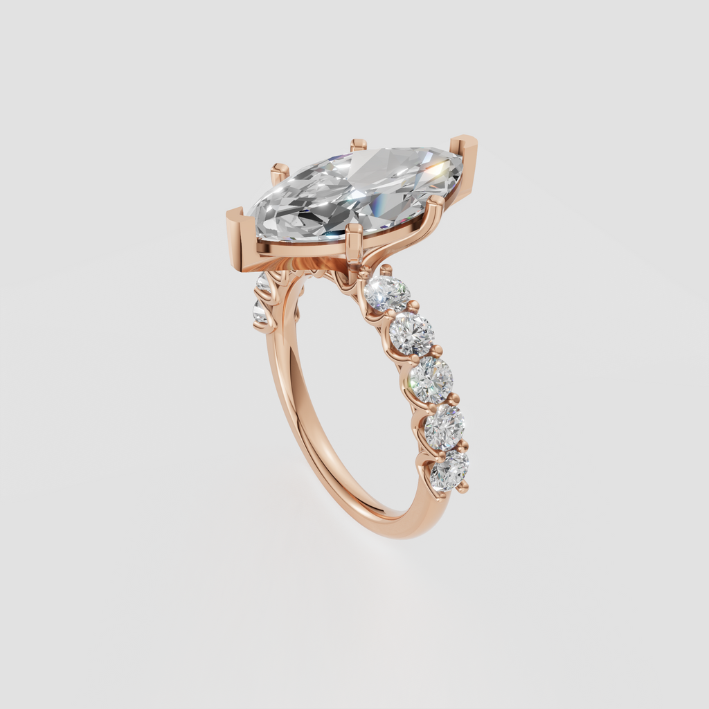 Radiant Cut Lab Grown & Moissanite Diamond Halo Engagement Ring - Image 7