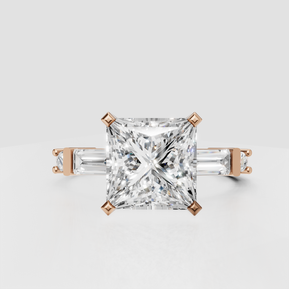Yellow gold engagement ring with princess center diamond