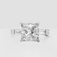 Princess diamond engagement ring with geometric side stones