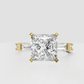 Princess cut diamond engagement ring with baguette side stones